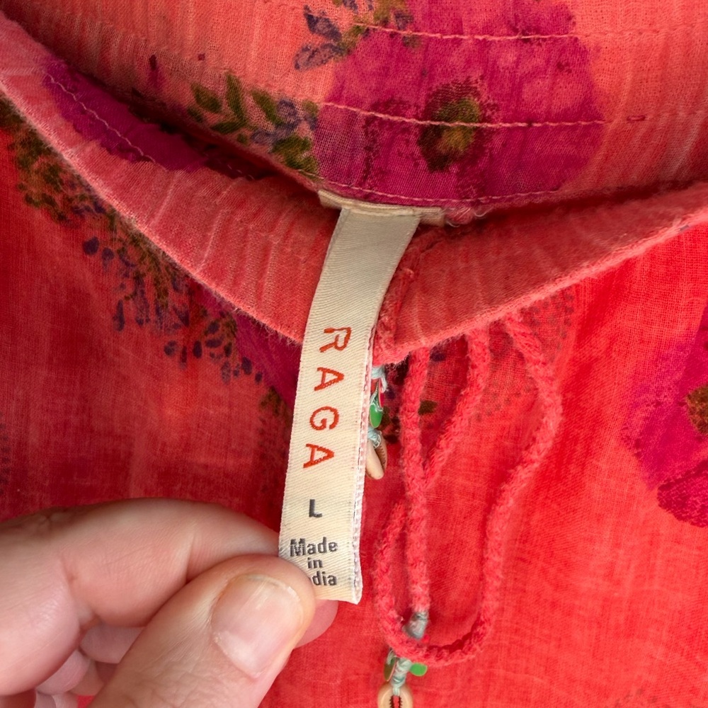 Anthropologie Raga Floral Cotton Tiered Maxi Skirt Drawstring Waist Women’s L - Picture 4 of 7
